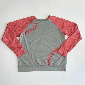 BKTOPS Women's Baseball Lace Stitch Color-block Pullover Sweatshirt Size XXL